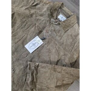 New Linea Uomo Tan Suede Leather Jacket Men 3XL Flight Bomber Brown Lined Button